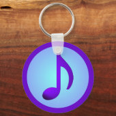 Porte-clés Bleu violet simple note de musique élégante (Recto)