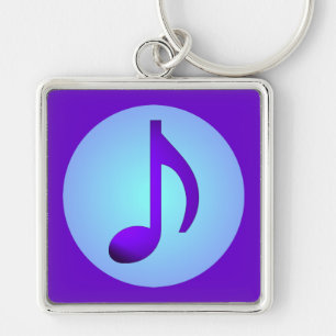 Porte-clés Bleu violet simple note de musique tout simplement