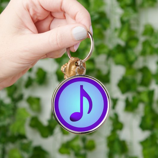 Porte-clés Bleu violet simple note de musique tout simplement (Main)