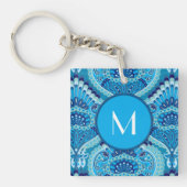 Porte-clés Bleuâtre - Paisley à plumes (Devant)