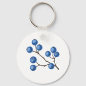 Porte-clés Bleuets Frais Sur Un Porte - clé De Branche (Recto)