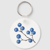 Porte-clés Bleuets Frais Sur Un Porte - clé De Branche (Verso)