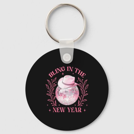 Porte-clés Bling-in The New Year Cowgirl Disco Ball Happy New (Recto)