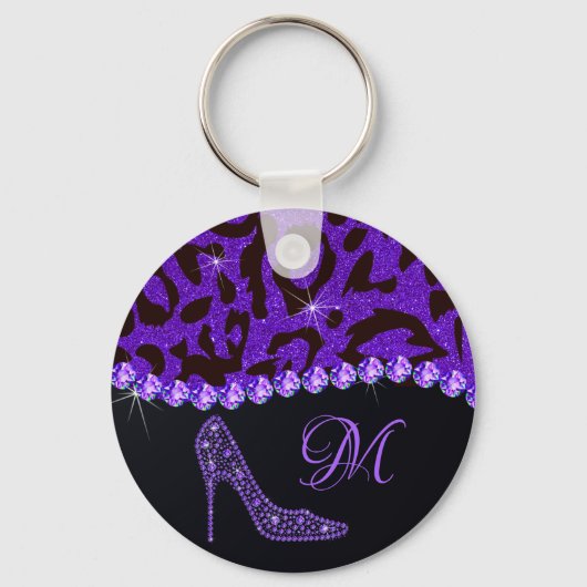 Porte-clés Bling Sparkle Diamond Parties scintillant Leopard (Recto)