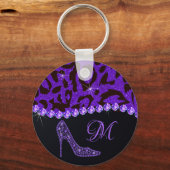 Porte-clés Bling Sparkle Diamond Parties scintillant Leopard  (Recto)