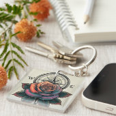 Porte-clés Bliss de boussole rose (Devant Droit)