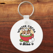 Porte-clés Bliss de cacao d'hiver - Chien mignon en mode Mug (Recto)