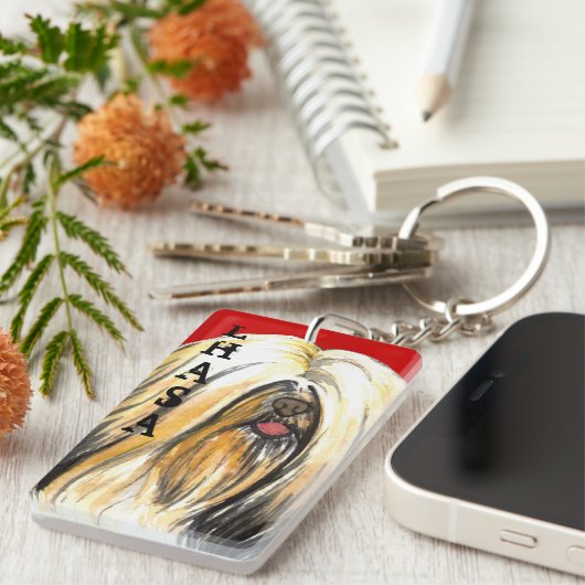 Porte-clés Bloc de couleur de Lhasa Apso (Devant droit)