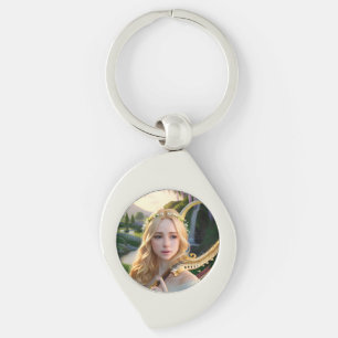 Porte-clés Blonde belle Muse Jouer une harpe