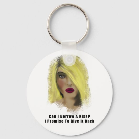 Porte-clés Blonde Bombshell Femme Emprunter Un Baiser (Recto)