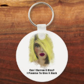 Porte-clés Blonde Bombshell Femme Emprunter Un Baiser (Recto)