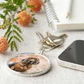 Porte-clés Bloodhound Dog Lover and Peach Blossoms (Côté)