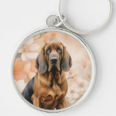 Porte-clés Bloodhound Dog Lover and Peach Blossoms (Devant)