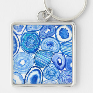 Porte-clés Blue agate slices