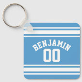 Porte-clés Blue and White Jersey Stripes Custom (Recto)