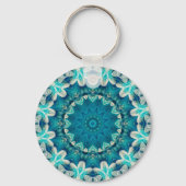 Porte-clés Blue Aqua Mandala Rosette Retro Hippie (Recto)