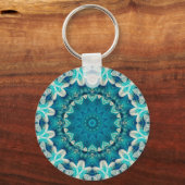 Porte-clés Blue Aqua Mandala Rosette Retro Hippie (Recto)
