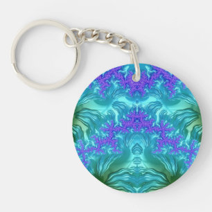 Porte-clés Blue Aqua Purple Green Fractal ~ Porte - clé