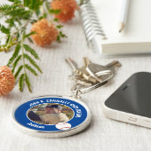 Porte-clés Blue Baseball Player Photo High School Spirit (Côté)