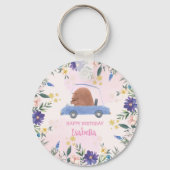 Porte-clés Blue Bear Race car Fleur tropicale Fête d'annivers (Verso)