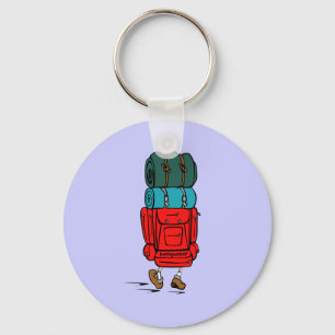 Porte-clés Blue Cartoon Backpacker Hiker