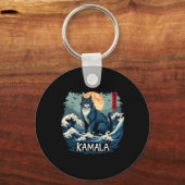 Porte-clés Blue Cats Wave For Kamala Funny (Recto)