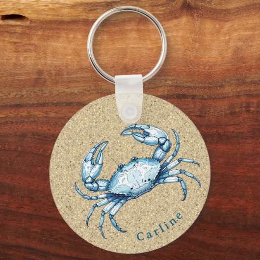 Porte-clés Blue Crab on Sandy Background (Verso)
