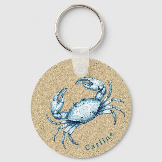 Porte-clés Blue Crab on Sandy Background (Verso)