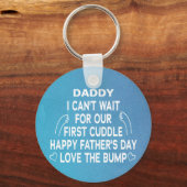 Porte-clés Blue Daddy Je ne peux pas attendre notre première  (Recto)