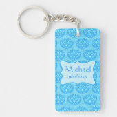 Porte-clés Blue Damask Baby Boy Nom Personnalisé (Devant)
