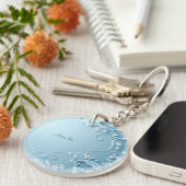 Porte-clés Blue Decorative Floral Keychain (Devant droit)