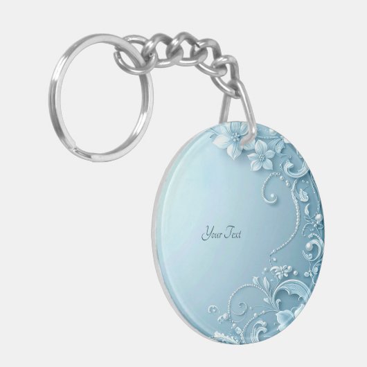 Porte-clés Blue Decorative Floral Keychain (Devant gauche)