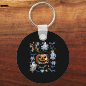 Porte-clés Blue Denim Floral Patchwork Citrouille Ghost Coque (Recto)