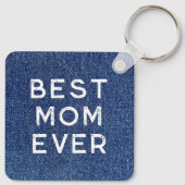 Porte-clés Blue Denim Meilleure maman Jamais Photo (Dos)