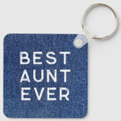 Porte-clés Blue Denim meilleure tante jamais photo (Dos)