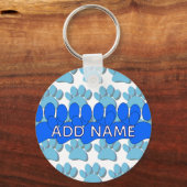 Porte-clés Blue Dog Paw Print Custom Personalized Name (Verso)