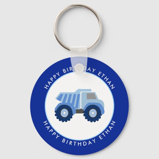 Porte-clés Blue Dump Truck Custom Birthday (Recto)