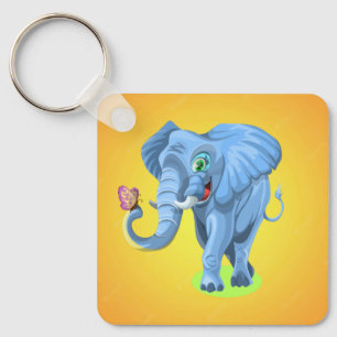 Porte-clés Blue Elephant Jouer avec Butterfly-44644