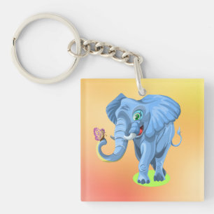 Porte-clés Blue Elephant Jouer avec Butterfly-44644
