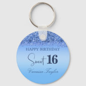 Porte-clés Blue Faux Parties scintillant Sweet 16 Keepsaké Pa (Recto)