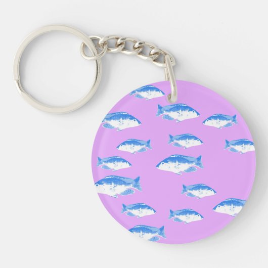 Porte-clés Blue fish on lilac (Devant)