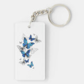 Porte-clés Blue Flying Butterflies Morpho (Dos)