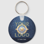 Porte-clés Blue Glitter Business Logo Fleet Office Employee (Recto)