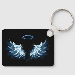 Porte-clés Blue Glowing Angel Wings on black background