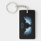 Porte-clés Blue Glowing Angel Wings on black background (Devant)