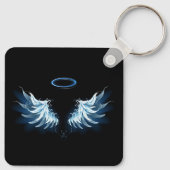 Porte-clés Blue Glowing Angel Wings on black background (Dos)