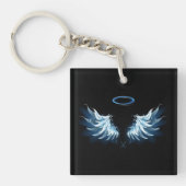 Porte-clés Blue Glowing Angel Wings on black background (Devant)
