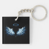 Porte-clés Blue Glowing Angel Wings on black background (Dos)