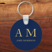 Porte-clés Blue Gold Colours Professionnel Lettres initiales  (Verso)