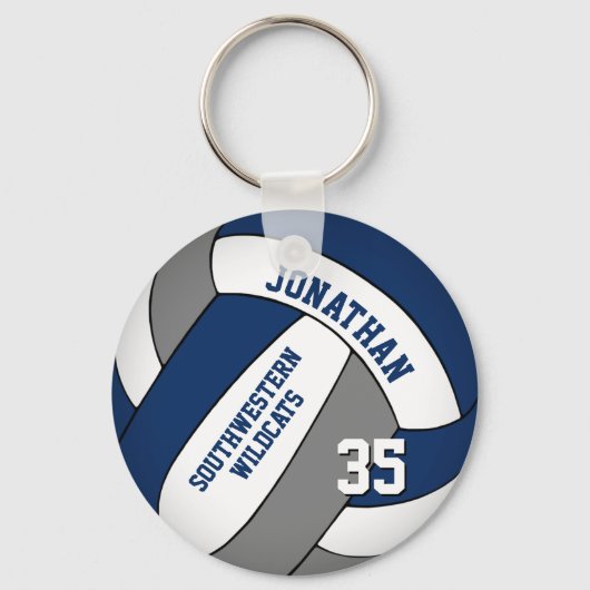 Porte-clés blue gray personalized boys' volleyball (Recto)